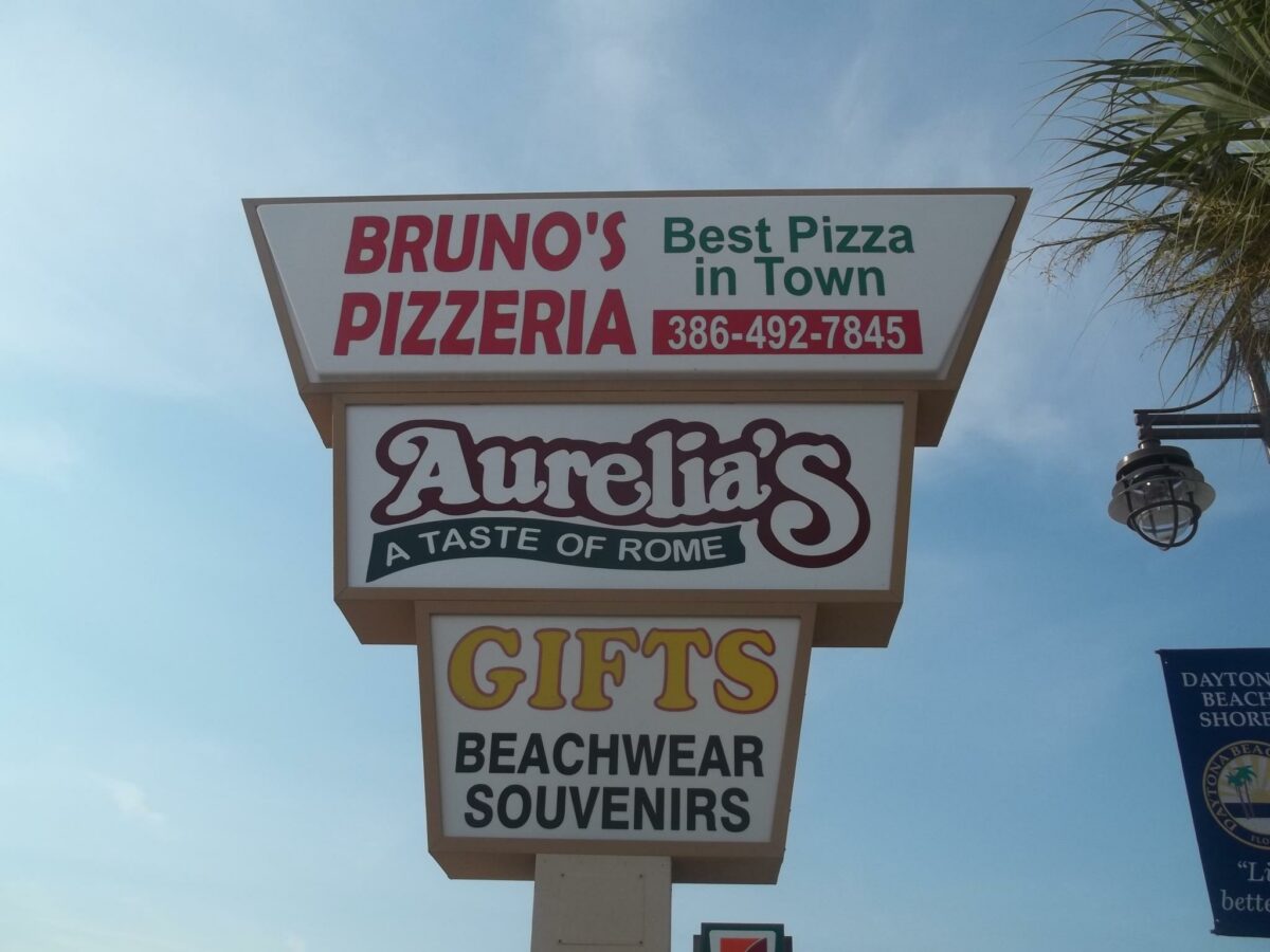 Bruno's Pizzeria sign in Daytona Beach FL