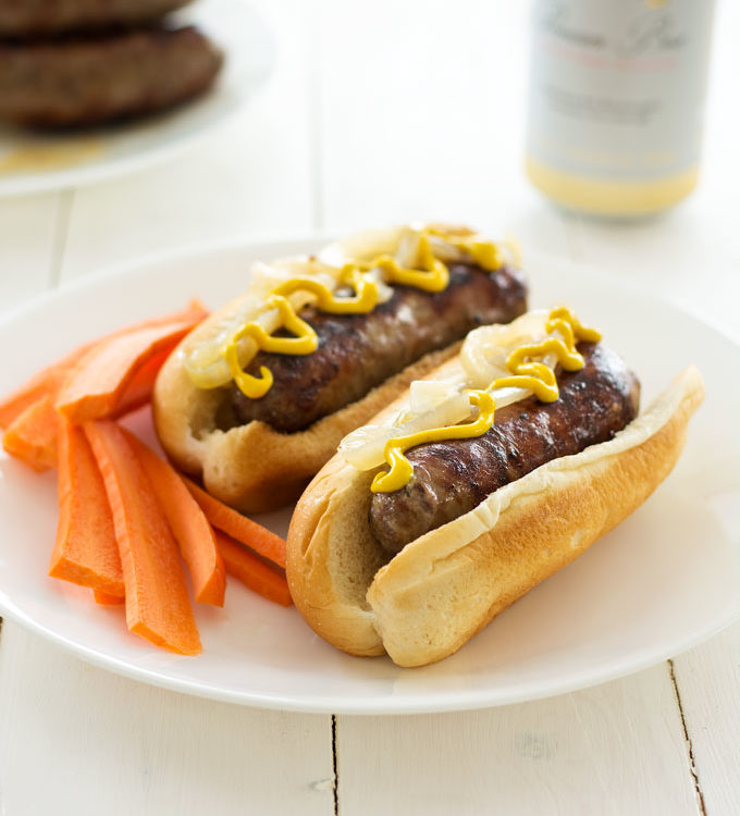 Beer bratwurst perfect for tailgating