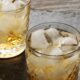 The overtime cocktail with Jameson whisky in a highball glass filled with ice