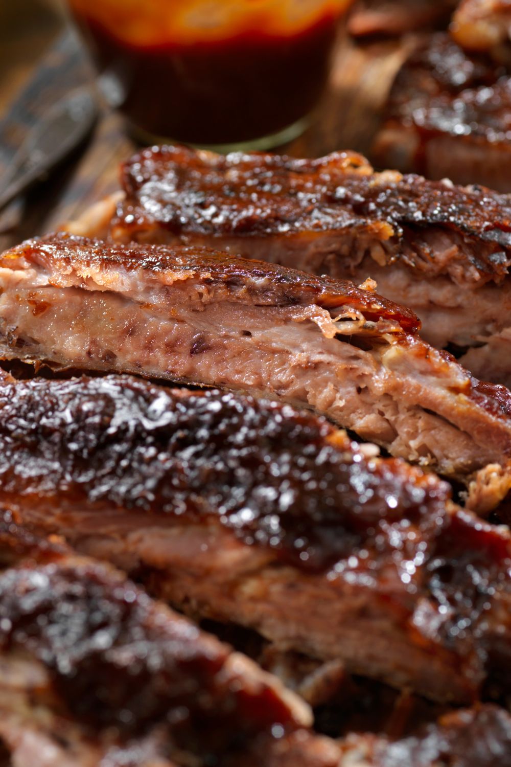 A plate of bbq baby back ribs.