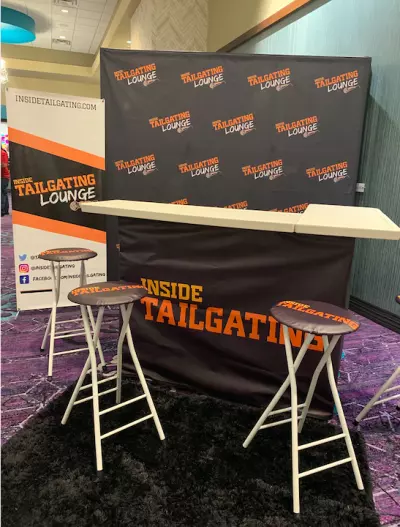 Inside Tailgating Lounge tour stop 3: sets up in the desert 3 BOT bar setup inside 1