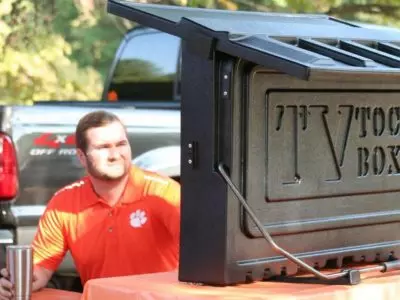 The Master Guide To Must-Have Tailgating Accessories 8 TOC box makes TV-watching at tailgates easy