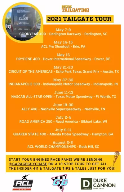 Indy 500 Tailgating: An Inside Look at the Indianapolis 500 Scene 15 2021 NASCAR Tailgate Tour Flyer