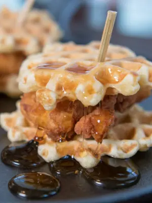Game On! March Madness Drinks and Tasty Treats 3 Mini Fried Chicken and Waffles