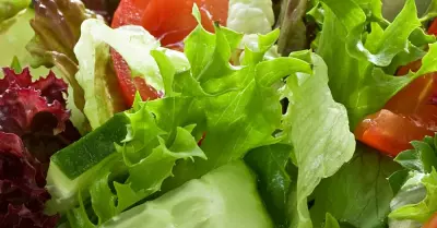 A green jacket salad with cherry tomatoes, lettuce and cucumber