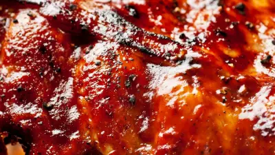 Busha Browne bbq ribs on a grill.