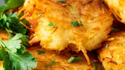 Crispy hash browns that were air fried.