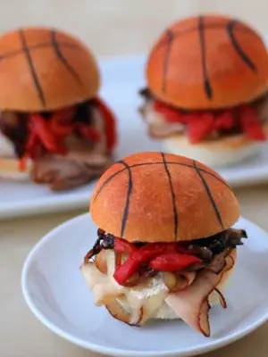 Ten Appetizer Recipes For The Final Four 6 March Madness Party Food - Blackened Turkey Basketball Sliders | Hungry Happenings